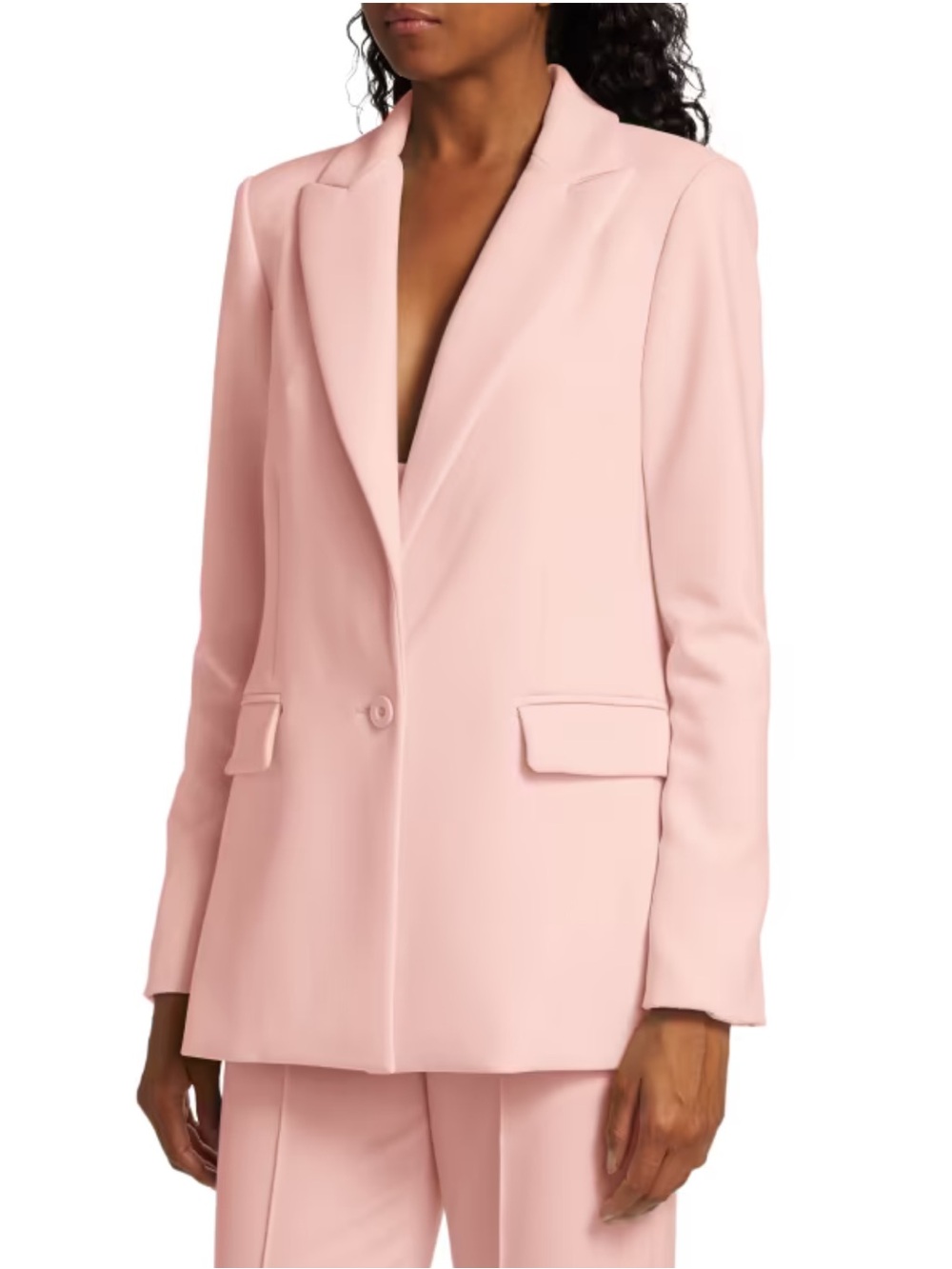 Alice + Olivia Blush Pink Tailored Single-Button Blazer